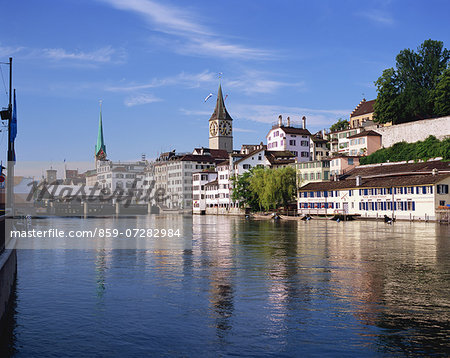 St. Peter Church And Limmat River, Switzerland