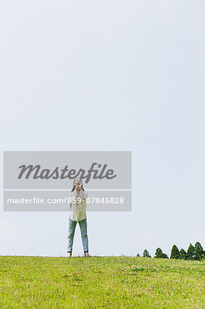 Japanese woman in a park