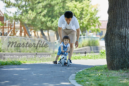 Japanese father and son at the park