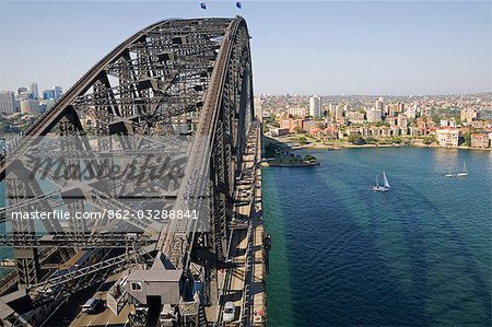 View of the Harbour Bridge and Sydney's north shore from atop the Pylon lookout