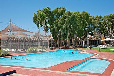 Austrailia,Northern Territory. The swimming pool at the Sails of the Desert Hotel at Uluru or Ayres Rock.