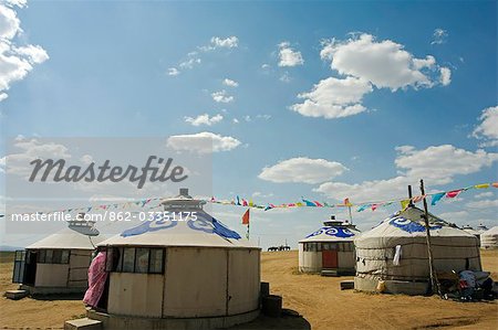 China,Inner Mongolia Province,Xilamuren Grasslands. Nomad yurt tents.