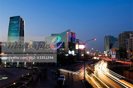 China,Beijing,Haidian district,Zhongguancun area. The Sinosteel and e Plaza building in China's biggest computer and electronic shopping centre.