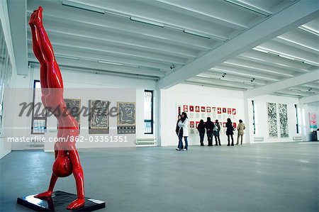 China,Beijing. A gallery exhibition at Factory 798 Art district.