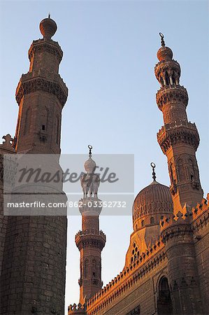 The minarets of Sultan Hassan mosque (completed 1362) and Al Raifi mosque (1912) in Cairo,Egypt.