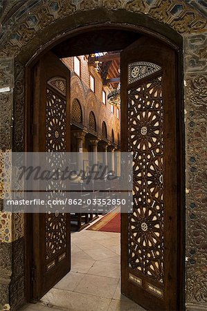 The coptic Church of the Virgin,also known as the Hanging Church,in Old Cairo. Over 5% of Egyptians are coptic Christians.