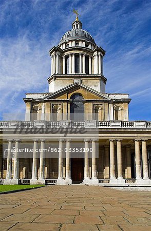 The Old Royal Naval College,part of the Maritime Greenwich World Heritage Site. Originally a hospital established by royal charter in 1694 for seamen and their dependents,it was later to become a training college for naval officers. It is now part of the University of Greenwich.