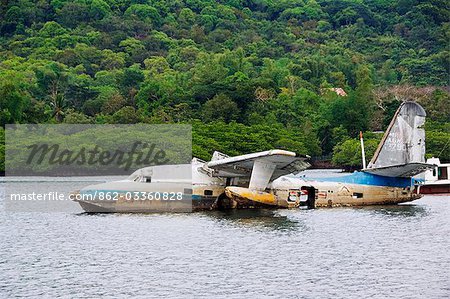 Philippines,Palawan Province,Busuanga Island,Coron Town. Abandoned water plane wreck.