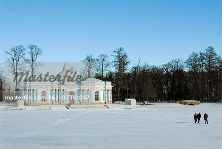Russia,St Petersburg,Tsarskoye Selo (Pushkin). Catherine Palace - The Grotto. Designed by Rastrelli,the Grotto is situated at the north end of the great pond in the park of the Catherine Palace.