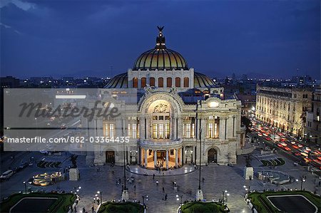Mexico,Mexico City. Palacio de Bellas Artes (Palace of Fine Arts) is the premier opera house of Mexico City. The building is famous for both its extravagant Beaux Arts exterior in imported Italian white marble and its murals by Diego Rivera,Rufino Tamayo,David Alfaro Siqueiros,and Jose Clemente Orozco.