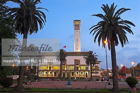 The Ancienne Prefecture (Old Police Station) on Place Mohammed V in Casablanca. Designed in 1930 in the Mauresque style,a blend of traditional Moroccan and Art Deco architecture and topped with a modernist clock tower.