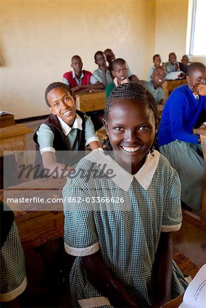 A young student in her classsroom at the local school,Lewa Conservancy,Kenya