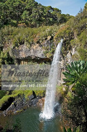 Kenya,Kenya Highlands. The Chania Falls on the moorlands of the Aberdare Mountains.
