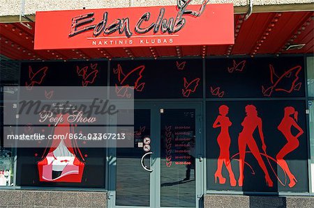 Lithuania,Vilnius. A strip club and bar. The Baltic States are becoming a popular destination for sex tourism.