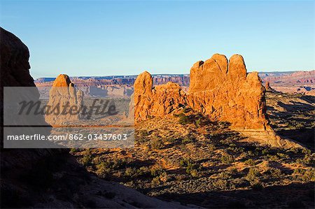 USA,Utah,Arches National Park,pinnacles and spires of the Windows Section