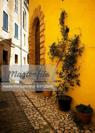 A quaint winding street in Trevi,Umbria