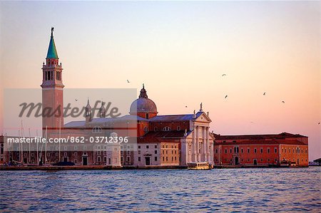 Italy, Veneto, Venice; Island of San Giorgio Maggiore with the main church dedicated to the saint.