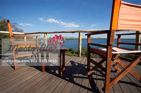 Malawi, Lake Malawi, Robin Pope's Pumulani Lodge. The view from a luxury villa overlooking Lake Malawi.