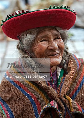 Peru, An old Indigenous Indian lady at Cusco.