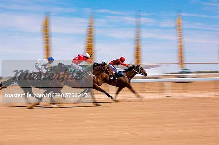 Australia, Queensland, Birdsville.  Horse racing in the outback at the Birdsville Cup races.