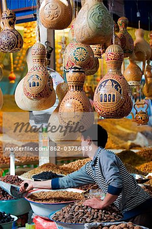 China, Xinjiang Province, Kashgar, dried fruit stand, Sunday Market