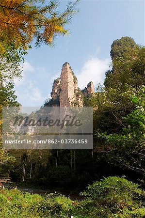 China, Hunan Province, Zhangjiajie Forest Park, Wulingyuan Scenic Area, Unesco World heritage Site, limestone cliffs
