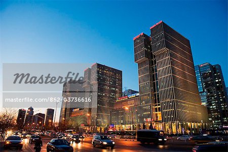 China, Beijing, Wanda Plaza commercial centre and city skyline