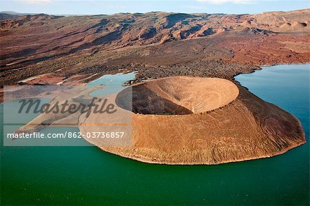 Nabuyatom crater juts into the jade waters at the southern end of Lake Turkana.