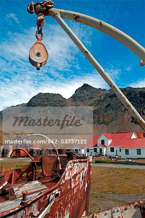 South Georgia and South Sandwich Islands, South Georgia, Cumberland Bay, Grytviken. Wasteland Norwegian whaling operation area