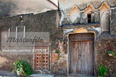 Tanzania, Zanzibar, Stone Town. Old doors of the Anglican Cathedral Church of Christ, its foundation laid at Christmas 1873.