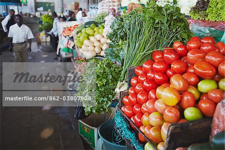 Vegetable stalls in municipal market, Maputo, Mozambique