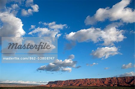 USA, Arizona, Vermilion Cliffs National Monument.   The dramatic sedimentary deposits of the remote Vermilion Cliffs National Monument. The second 'step' up in the five-step Grand Staircase of the Colorado Plateau.