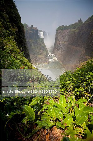 Zimbabwe, Victoria Falls. View of the falls from the Devil's Cateract.