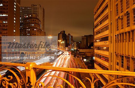 The Avenida Prestes Maia in Sao Paulo at Night. Brazil