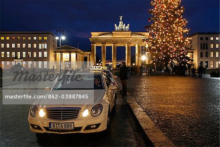 The Brandenburg Gate in Berlin at Christmas.