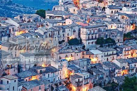 Ragusa Ibla at dusk, Sicily, Italy