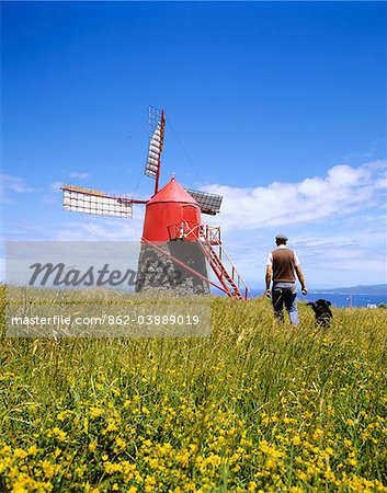 Traditional windmill in Faial, Azores, Portugal