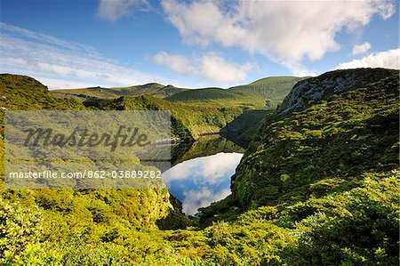 Crater lake, Caldeira Comprida. Flores, Azores islands, Portugal