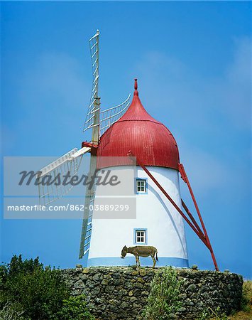 A traditional windmill in Guadalupe. Graciosa, Azores islands, Portugal