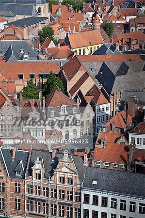 Aerial View of Bruges, Brugge, Flanders, Belgium, UNESCO World Heritage Site