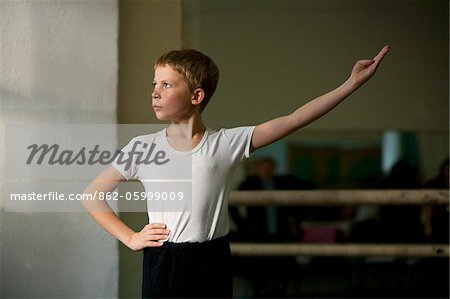 Sakhalin, Yuzhno-Sakhalinsk, Russia; Dance students during ballet class at 'Gimnasia no.3': the art college in the capital of the island