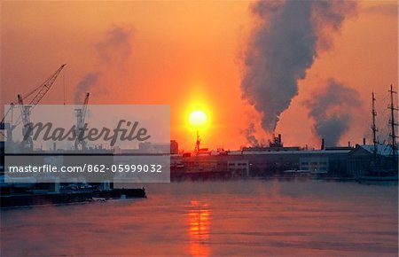 Russia, St.Petersburg. Sunset on the Neva river