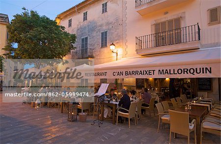 Street Cafe in the Old Town of Alcudia, Majorca, Balearic Islands, Spain