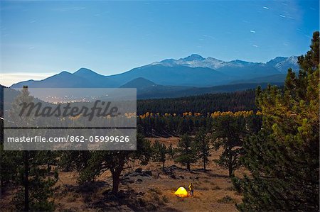 North America, USA, United States of America, Colorado, Rocky Mountain National Park, view of longs peak at night,  (MR)