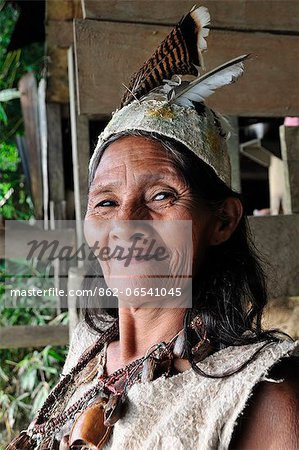 Indian woman with dead dress, Ticuna Indian Village of Macedonia, Amazon River, near Puerto Narino, Colombia