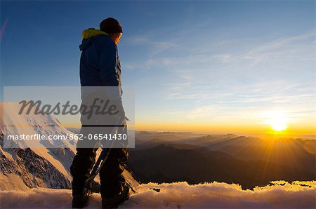 Europe, France, French Alps, Haute Savoie,  Mont Blanc, climber on Mont Blanc , MR,