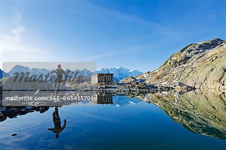 Europe, France, French Alps, Haute Savoie, Chamonix, Lac Blanc and Mt Blanc MR Europe, France, French Alps, Haute Savoie, Chamonix, Lac Blanc and Mt Blanc MR