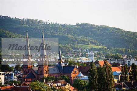 Europe, Germany, Freiburg, Baden Wurttemberg, church and town buildings