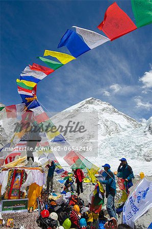 Asia, Nepal, Himalayas, Sagarmatha National Park, Solu Khumbu Everest Region, a puja ceremony at Everest Base Camp Asia, Nepal, Himalayas, Sagarmatha National Park, Solu Khumbu Everest Region, a puja ceremony at Everest Base Camp