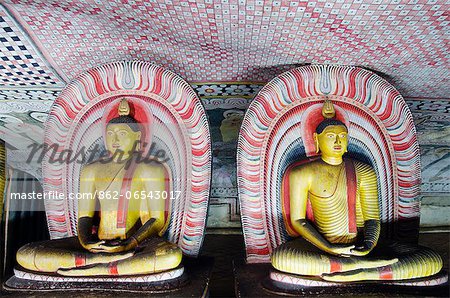 Sri Lanka, North Central Province, Dambulla, Golden Temple, UNESCO World Heritage Site, Royal Rock Temple, Buddha statues in Cave 2